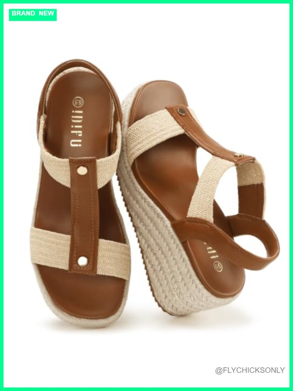 IDIFU Espadrille T-Strap Platform Wedge Sandals